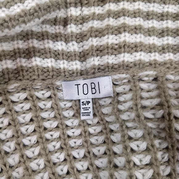 Tobi Open Front Cardigan Sweater Gray White Stripe Small/P - Picture 4 of 5